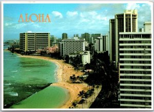 Beautiful Hotels Famous Royal Hawaiian Lining Waikiki Beach Kalakaua HI Postcard