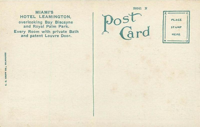 FL, Miami, Florida, Hotel Leamington, E.C. Kropp No. 26041N