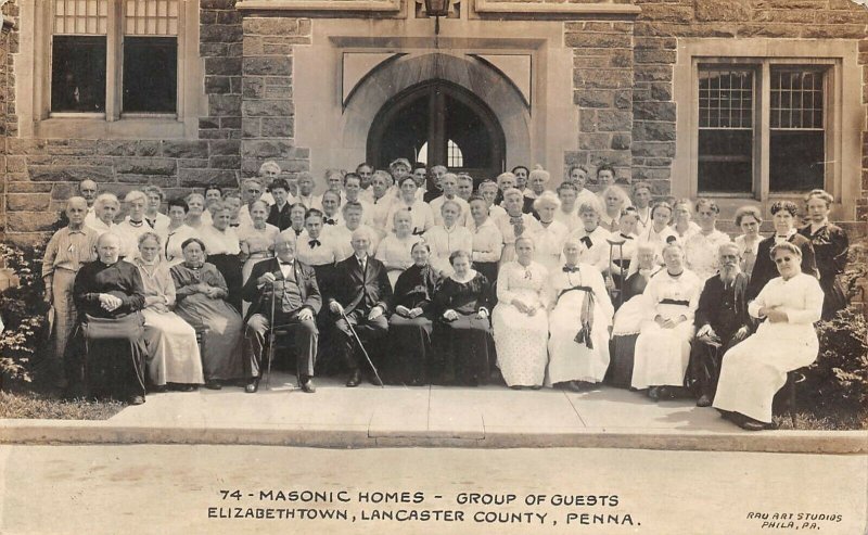 LPS09 Elizabethtown Pennsylvania Masonic Homes Group of Guests Postcard RPPC