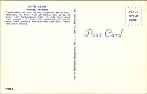 Motel Clark Strongs Michigan MI Postcard VTG UNP LL Cook Vintage Unused Chrome 