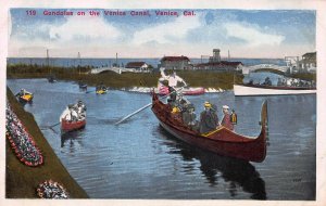 Gondolas on the Venice Canal, Venice, California, Early Postcard, Unused  