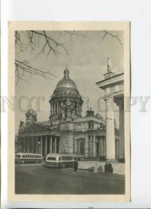 433168 USSR Leningrad St. Isaac's Cathedral trolleybuses 1950 year postcard