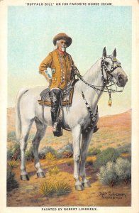 Buffalo Bill on his Horse Isham Vintage Postcard AA26574