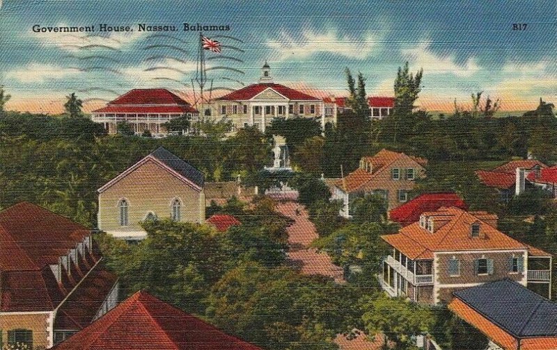 Postcard Government House Nassau Bahamas 1960