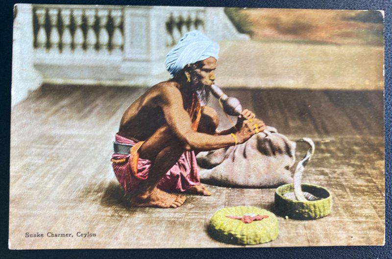 Mint Ceylon Color Picture Postcard PPC Snake Charmer