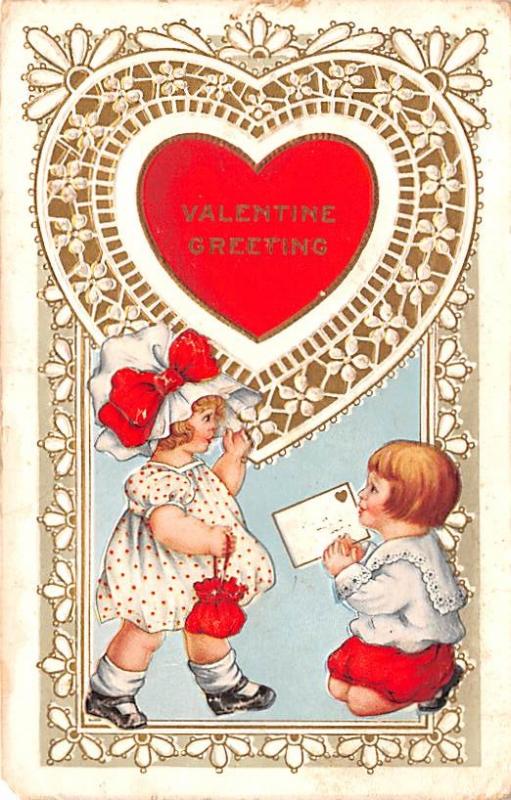 Whitney Made Valentines Day postal used unknown paper chip left bottom corner...