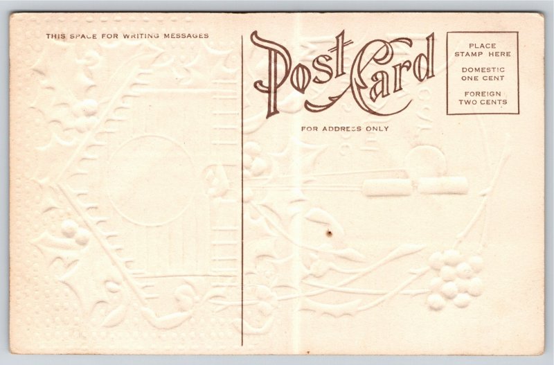 New Year~Mistletoe~Coo Coo Clock~Orange Bird~Vintage Postcard