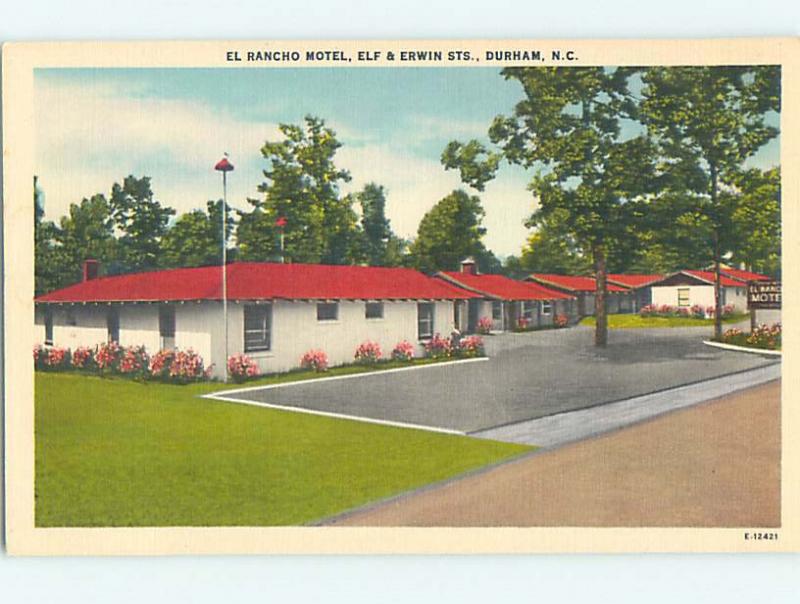 Unused Linen EL RANCHO MOTEL Durham North Carolina NC M6036-12