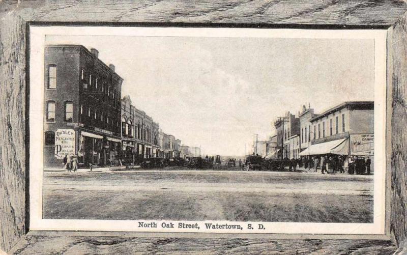 Watertown South Dakota North Oak Street Antique Postcard J48752