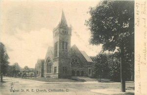 Postcard Ohio Chilicothe Walnut Street ME Church Rotograph 23-8337