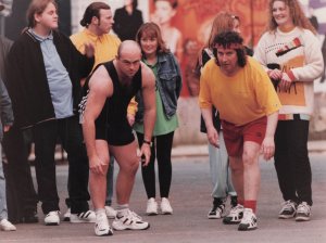 Fun Run Athletics Race Grant Vs Nigel BBC Eastenders 1997 TV Press Photo