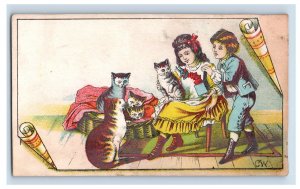 1880s C.E. Woodward & Co. Drug Store Children Cats Donkey Lot Of 3 Fab! P124