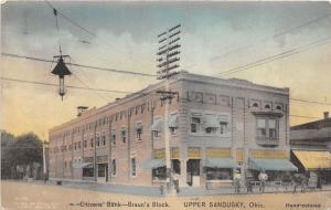 F6/ Upper Sandusky Ohio Postcard c1910 Citizens Bank Braun's Block 