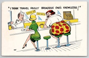 Humor Sexy Woman Fat Lady Travel Really Broadens Ones Knowledge Postcard M29