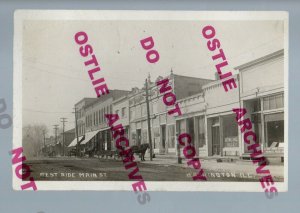 Washington ILLINOIS RPPC c1910 MAIN STREET Stores BOWLING ALLEY nr Peoria