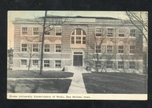 DES MOINES IOWA DRAKE UNIVERSITY CONSERVATORY OF MUSIC VINTAGE POSTCARD