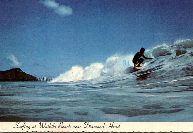 Hawaii Waikiki Beach Surfing Near Diamond Head 1998