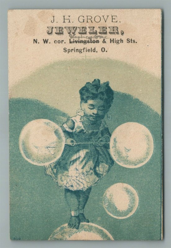 SPRINGFIELD OH JEWELER ADVERTISING ANTIQUE TRADE CARD