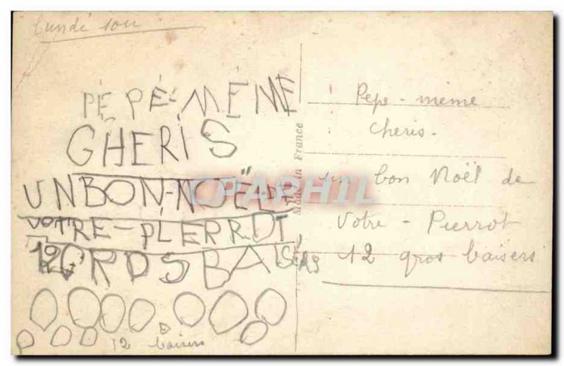 Old Postcard Fun Children Merry Christmas (Teddy Bear Ebar)