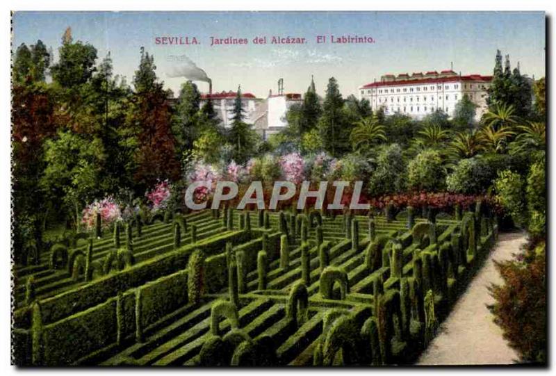 Old Postcard Sevilla Jardines del Alcazar El Labirinto