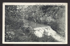 WEST PLAINS MISSOURI MO. GREER MILL DAM SPRINGS VINTAGE POSTCARD