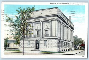Shelbyville Indiana Postcard Messick Masonic Temple Building 1937 Antique Posted