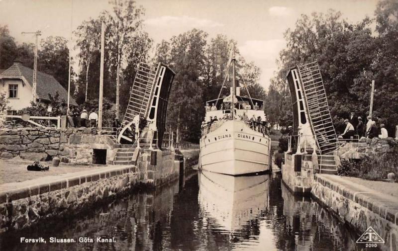 Forsvik Sweden Gota Canal Lock Real Photo Antique Postcard J49489