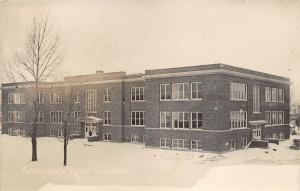 Grayling Michigan~High School in Snow~Mack & Detroit RPO Postmark~1916 RPPC