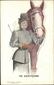 A/S LG HEMSTEGER Woman in Riding Costume Horse SOCIETY GIRL SERIES c1910