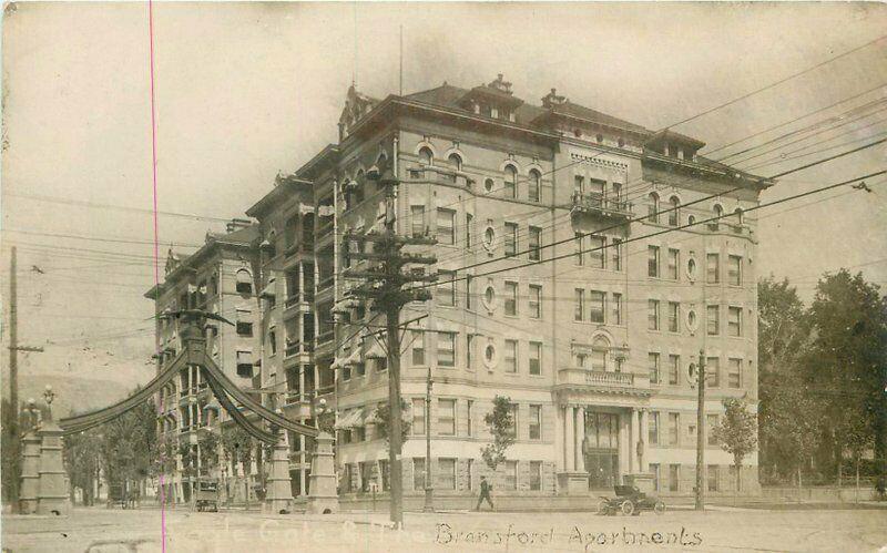 Bransford Apartment C-1910 Salt Lake City Utah Temple Gate RPPC Postcard 5608