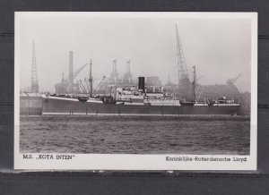 NETHERLANDS SHIP  M.S. KOTA INTEN ,  ROTTERDAM LLOYD, c1935 ppc., unused.