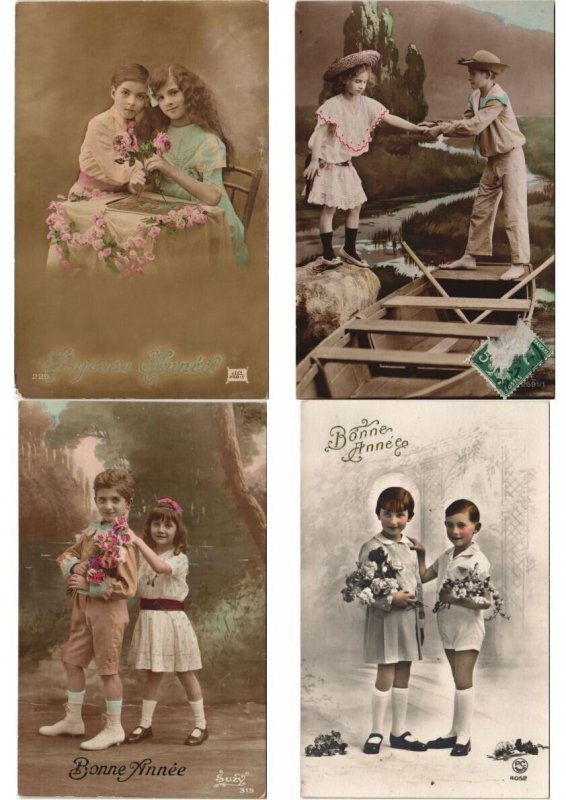 CHILDREN BOYS & GIRLS REAL PHOTO GLAMOR 136 Vintage Postcards Pre-1940 (L5290)