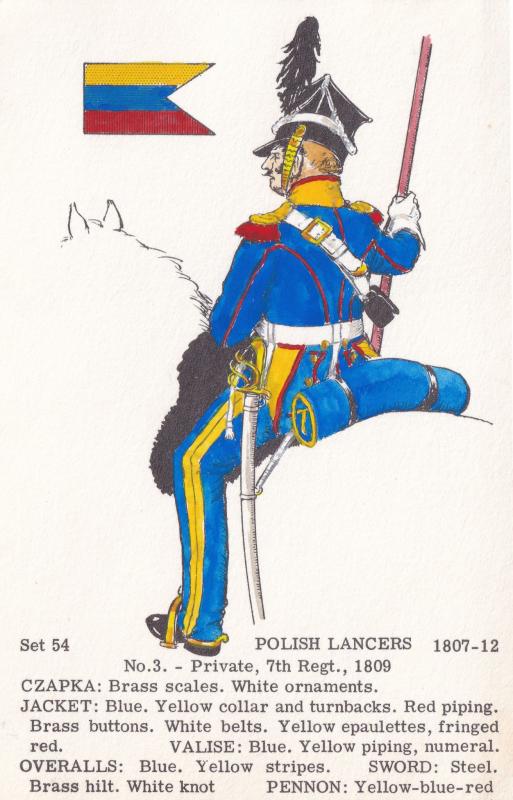 Polish Lancers Private 7th Regiment Napoleonic War Uniform PB Postcard