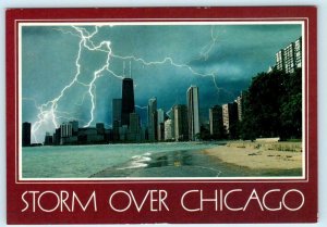 CHICAGO, Illinois IL ~ Thunderstorm LIGHTNING Lake Michigan  4x6 Postcard