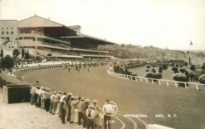 Postcard RPPC 1940s Mexico City Hipodromo race track occupational 23-12882