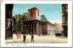 1910's King's Chapel Boston Massachusetts Main Street Landmark Posted Postcard