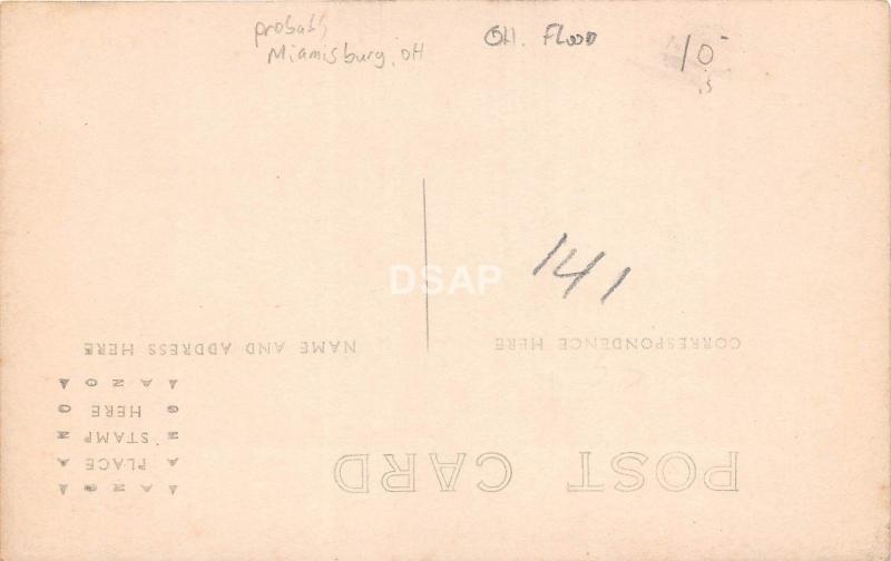 A68/ Miamisburg? Ohio Postcard Real Photo RPPC 1913 Flood Disaster Linden Ave