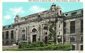 Vintage Postcard Main Entrance To Bancroft Hall U. S. Naval Academy Annapolis MD