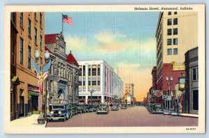 Hammond Indiana IN Postcard Hohman Street Classic Cars Buildings 1940 Unposted