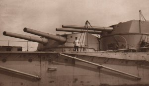 RPPC Photo German Imperial Navy WWI Battleship SMS Seydlitz rear Gun Turrets