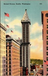 Vtg Seattle Washington WA Second Avenue Street View Smith Building Postcard