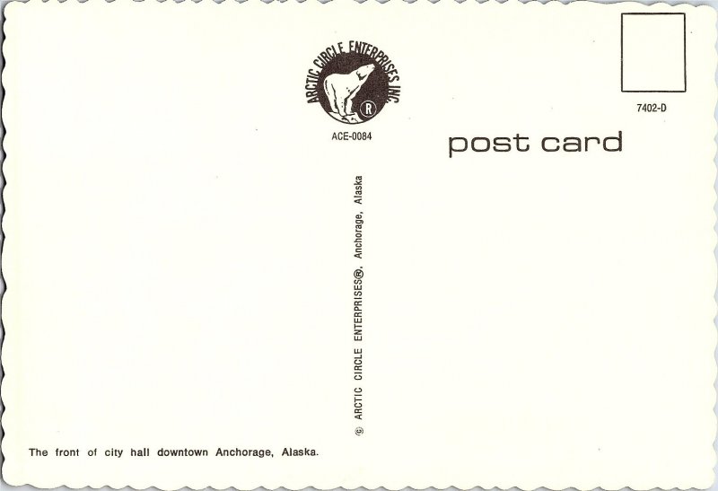 Front of City Hall Downtown Anchorage Alaska Vintage Cars Buildings Postcard