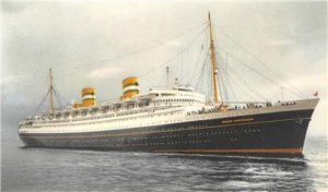 S.S. NIEUW AMSTERDAM Holland-America Line Steamship c1930s Vintage Postcard