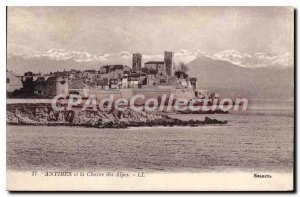 Postcard Old Antibes and La Chaine Des Alpes