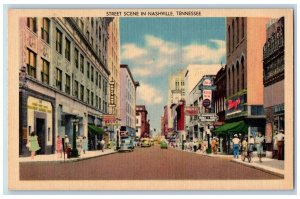 Nashville Tennessee Postcard Street Scene Business Section c1940's Vintage Cars
