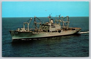Military~Air View USS ST Louis LKA-116 Amphibious Cargo Ship~Vintage Postcard