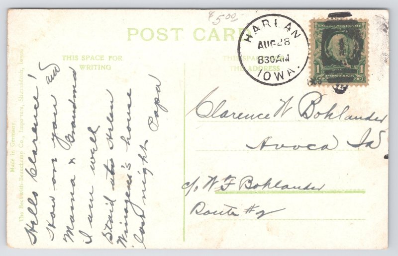 State View~Central School @ Harlan Iowa~Vintage Postcard