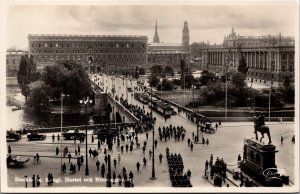 Sweden Stockholm Kungliga Slottet och Riksdagshuset Vintage RPPC C145