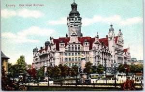 VINTAGE POSTCARD VIEW OF THE NEW CITY HALL AT LEIPZIG GERMANY c. 1905-1910 W283