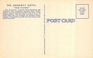 ORLANDO, FL Florida  ANGEBILT HOTEL  Roadside  c1940s Curteich Linen Postcard